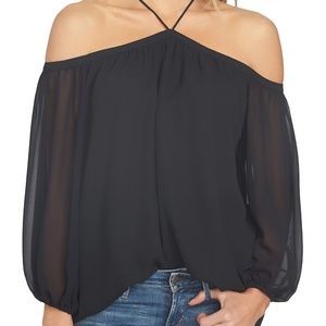 Off The Shoulder Sheer Chiffon Blouse - image 1